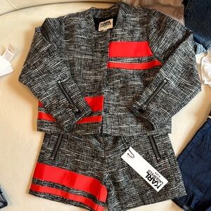 Karl Lagerfeld Kids Black and Red Jacket & Shorts Set